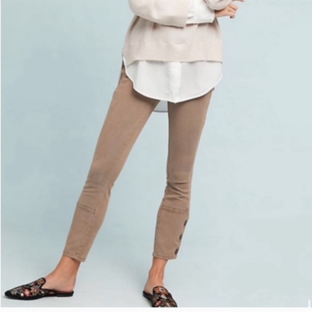 Anthropologie Ona Skinny Leg Utility Ankle Buttons Pants